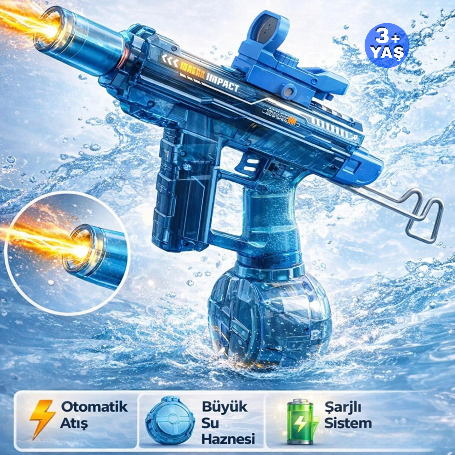JetSplash™ Işıklı Otomatik Su Tabancası